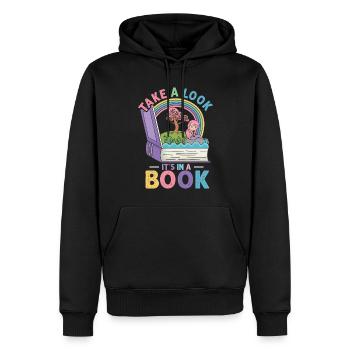 Jetez un coup d’œil C’est dans un rat de bibliothèque de lecture de livre - Sweat à capuche Premium bio Homme - noir - Devant - Nico (187cm)