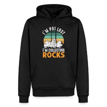 Ich bin nicht verloren Ich sammle Steine Lustige Geologie - Männer Premium Bio Hoodie - Schwarz - Vorne - Nico (187cm)