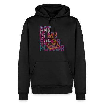 L’art est mon superpouvoir - Sweat à capuche Premium bio Homme - noir - Devant - Nico (187cm)