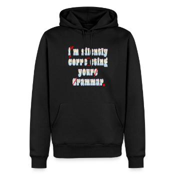 Je corrige silencieusement votre grammaire - Sweat à capuche Premium bio Homme - noir - Devant - Nico (187cm)