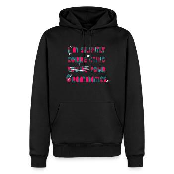 Je corrige silencieusement votre grammaire - Sweat à capuche Premium bio Homme - noir - Devant - Nico (187cm)
