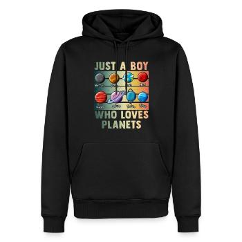 Nur ein Junge, der Planeten Sonnensystem liebt - Männer Premium Bio Hoodie - Schwarz - Vorne - Nico (187cm)