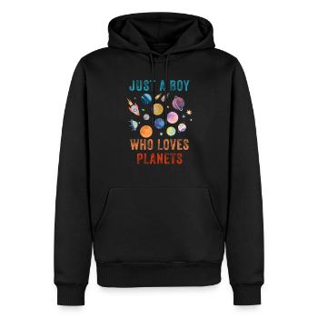 Nur ein Junge, der Planeten Sonnensystem liebt - Männer Premium Bio Hoodie - Schwarz - Vorne - Nico (187cm)