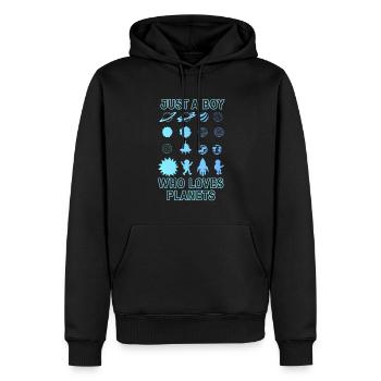 Nur ein Junge, der Planeten Sonnensystem liebt - Männer Premium Bio Hoodie - Schwarz - Vorne - Nico (187cm)
