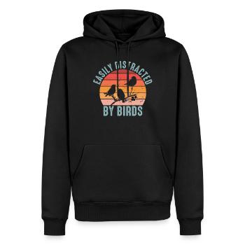 Leicht abgelenkt von Vögeln Vogelliebhaber - Männer Premium Bio Hoodie - Schwarz - Vorne - Nico (187cm)
