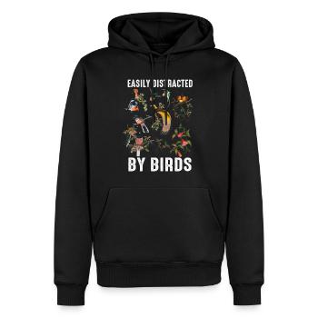 Leicht abgelenkt von Vögeln Vogelliebhaber - Männer Premium Bio Hoodie - Schwarz - Vorne - Nico (187cm)