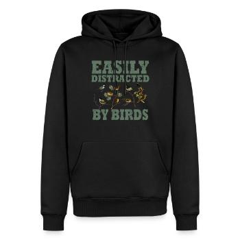 Facilement distrait par les oiseaux Bird Lover - Sweat à capuche Premium bio Homme - noir - Devant - Nico (187cm)