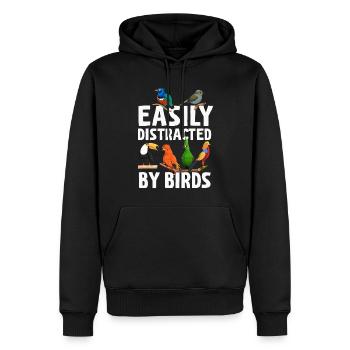 Facilement distrait par les oiseaux Bird Lover - Sweat à capuche Premium bio Homme - noir - Devant - Nico (187cm)