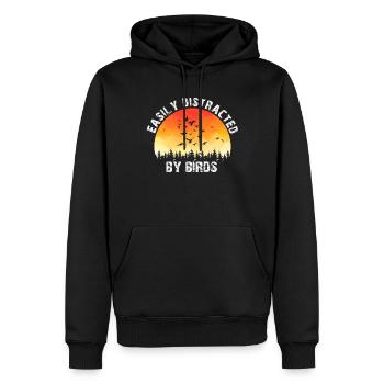 Leicht abgelenkt von Vögeln Vogelliebhaber - Männer Premium Bio Hoodie - Schwarz - Vorne - Nico (187cm)