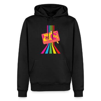 Cassette des années 80 Cassette de remontage de crayon des années 1990 - Sweat à capuche Premium bio Homme - noir - Devant - Nico (187cm)