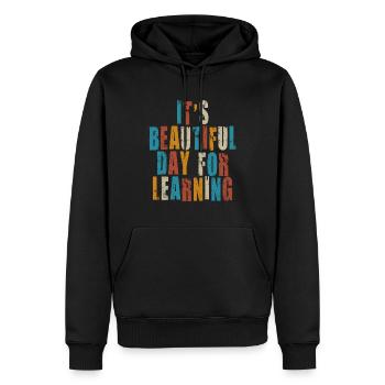 Es ist ein schöner Tag zum Lernen - Männer Premium Bio Hoodie - Schwarz - Vorne - Nico (187cm)