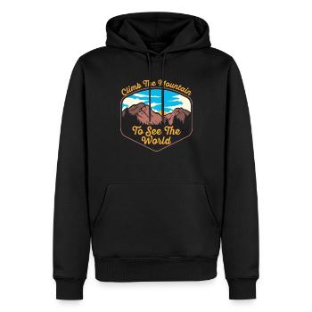 Erklimmen Sie den Berg, um die Welt zu sehen - Männer Premium Bio Hoodie - Schwarz - Vorne - Nico (187cm)