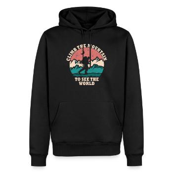 Erklimmen Sie den Berg, um die Welt zu sehen - Männer Premium Bio Hoodie - Schwarz - Vorne - Nico (187cm)
