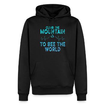 Erklimmen Sie den Berg, um die Welt zu sehen - Männer Premium Bio Hoodie - Schwarz - Vorne - Nico (187cm)