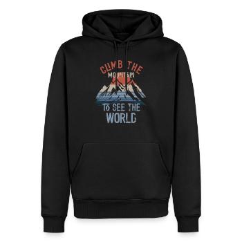 Erklimmen Sie den Berg, um die Welt zu sehen - Männer Premium Bio Hoodie - Schwarz - Vorne - Nico (187cm)