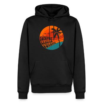 Für immer auf der Jagd nach Sonnenuntergängen Retro-Sommerurlaub - Männer Premium Bio Hoodie - Schwarz - Vorne - Nico (187cm)