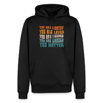Tu comptes, la gentillesse, la gentillesse, la santé mentale, la santé mentale - Sweat à capuche Premium bio Homme - noir - Devant - Nico (187cm)