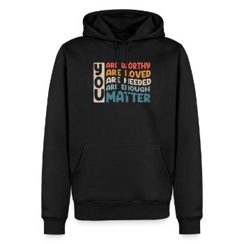 Tu comptes, la gentillesse, la gentillesse, la santé mentale, la santé mentale - Sweat à capuche Premium bio Homme - noir - Devant - Nico (187cm)