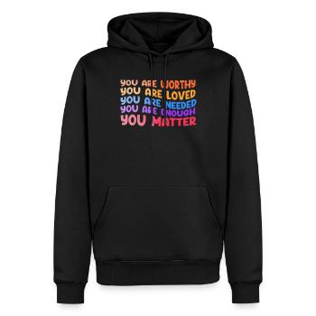 Tu comptes, la gentillesse, la gentillesse, la santé mentale, la santé mentale - Sweat à capuche Premium bio Homme - noir - Devant - Nico (187cm)