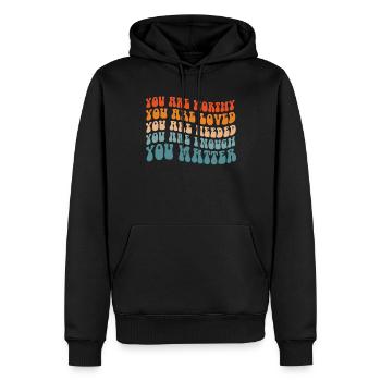 Tu comptes, la gentillesse, la gentillesse, la santé mentale, la santé mentale - Sweat à capuche Premium bio Homme - noir - Devant - Nico (187cm)