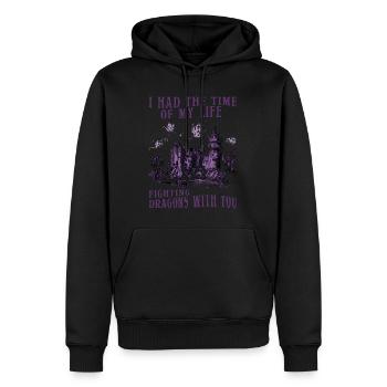 J’ai passé le meilleur moment de ma vie à combattre des dragons - Sweat à capuche Premium bio Homme - noir - Devant - Nico (187cm)