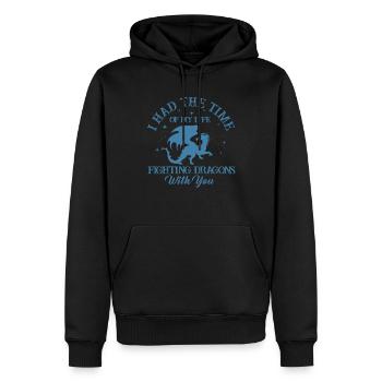 J’ai passé le meilleur moment de ma vie à combattre des dragons - Sweat à capuche Premium bio Homme - noir - Devant - Nico (187cm)