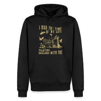 J’ai passé le meilleur moment de ma vie à combattre des dragons - Sweat à capuche Premium bio Homme - noir - Devant - Nico (187cm)