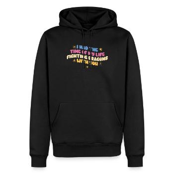 J’ai passé le meilleur moment de ma vie à combattre des dragons - Sweat à capuche Premium bio Homme - noir - Devant - Nico (187cm)