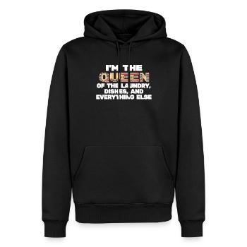 Reine de la lessive, de la vaisselle et de tout le reste - Sweat à capuche Premium bio Homme - noir - Devant - Nico (187cm)
