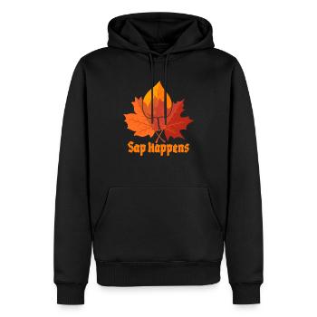 Maple Syrup Tree Tapping Funny Autumn Pancake - Men’s Premium Organic Hoodie - black - Front - Nico (187cm)