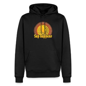 Maple Syrup Tree Tapping Funny Autumn Pancake - Men’s Premium Organic Hoodie - black - Front - Nico (187cm)