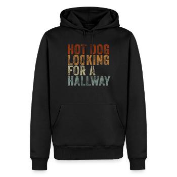 Hot Dog Looking For A Hallway - Men’s Premium Organic Hoodie - black - Front - Nico (187cm)
