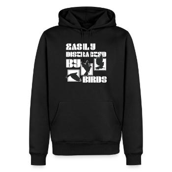 Leicht abgelenkt von Vögeln Vogelliebhaber - Männer Premium Bio Hoodie - Schwarz - Vorne - Nico (187cm)