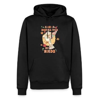Facilement distrait par les oiseaux Amateur d’oiseaux - Sweat à capuche Premium bio Homme - noir - Devant - Nico (187cm)
