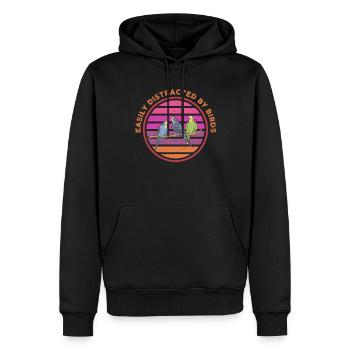 Facilement distrait par les oiseaux Amateur d’oiseaux - Sweat à capuche Premium bio Homme - noir - Devant - Nico (187cm)