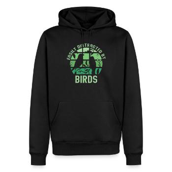 Facilement distrait par les oiseaux Amateur d’oiseaux - Sweat à capuche Premium bio Homme - noir - Devant - Nico (187cm)