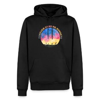 Forever Chasing Sunsets Retro Summer Vacation - Men’s Premium Organic Hoodie - black - Front - Nico (187cm)