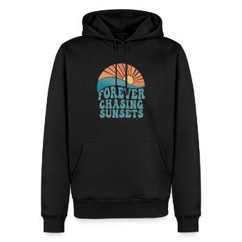 Forever Chasing Sunsets Retro Summer Vacation - Men’s Premium Organic Hoodie - black - Front - Nico (187cm)