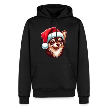 Chihuahua Le Père Noël - Sweat à capuche Premium bio Homme - noir - Devant - Nico (187cm)
