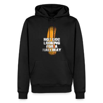 Hot-dog à la recherche d’un couloir - Sweat à capuche Premium bio Homme - noir - Devant - Nico (187cm)