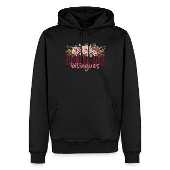Cultivando Bilingües Spanischlehrer Bekleidung - Männer Premium Bio Hoodie - Schwarz - Vorne - Nico (187cm)