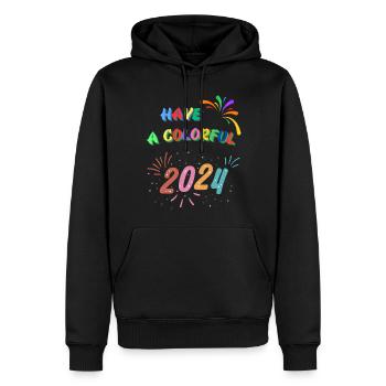 Frohes neues Jahr 2024! - Männer Premium Bio Hoodie - Schwarz - Vorne - Nico (187cm)