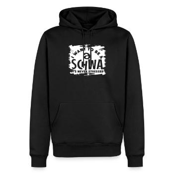 Ich will ein Schwa sein, der nie gestresst ist - Männer Premium Bio Hoodie - Schwarz - Vorne - Nico (187cm)