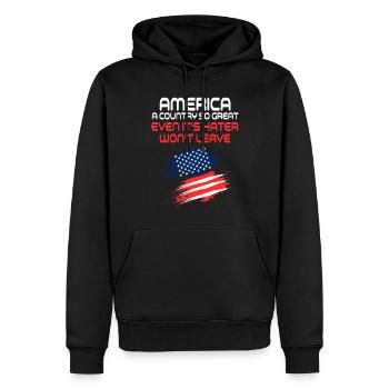 Amerika: Ein Land, das so großartig ist, dass die USA patriotisch sind - Männer Premium Bio Hoodie - Schwarz - Vorne - Nico (187cm)