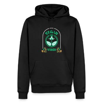 Vibrations végétaliennes - Sweat à capuche Premium bio Homme - noir - Devant - Nico (187cm)