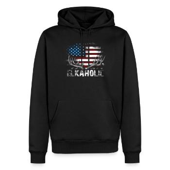 Elchjagd Elkaholic Jäger - Männer Premium Bio Hoodie - Schwarz - Vorne - Nico (187cm)