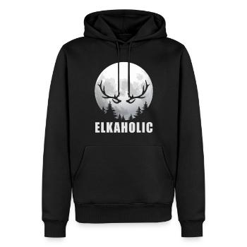 Elchjagd Elkaholic Jäger - Männer Premium Bio Hoodie - Schwarz - Vorne - Nico (187cm)