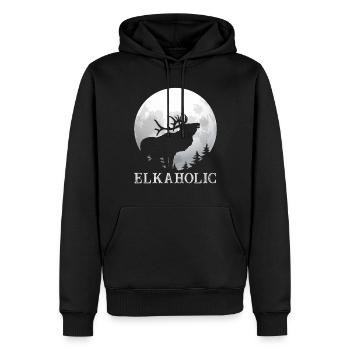 Elchjagd Elkaholic Jäger - Männer Premium Bio Hoodie - Schwarz - Vorne - Nico (187cm)