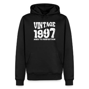 Millésime 1997 Vieilli à la perfection - Sweat à capuche Premium bio Homme - noir - Devant - Nico (187cm)