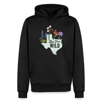Wildblumenfelder Wildblumen Blauhaube - Männer Premium Bio Hoodie - Schwarz - Vorne - Nico (187cm)